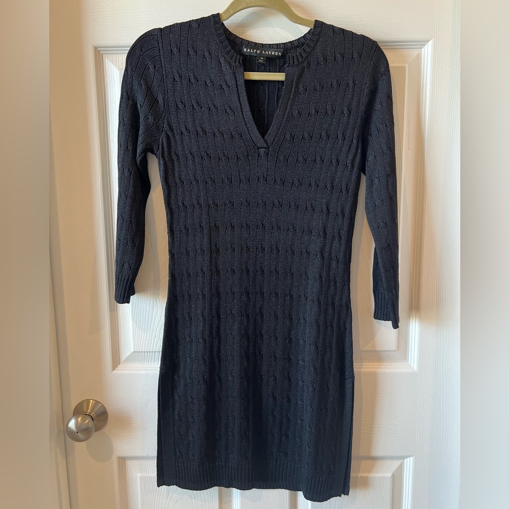 Ralph Lauren Black Label RARE 100% Silk Cable Knit Dress Size Medium